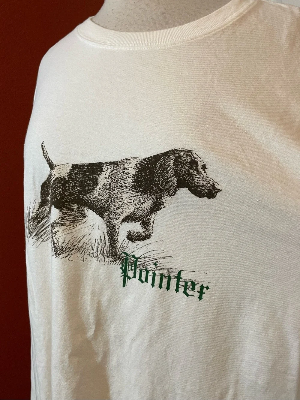 J Crew Men’s White Long Sleeve Pointer Dog Crewneck‎ Lightweight Cotton Shirt